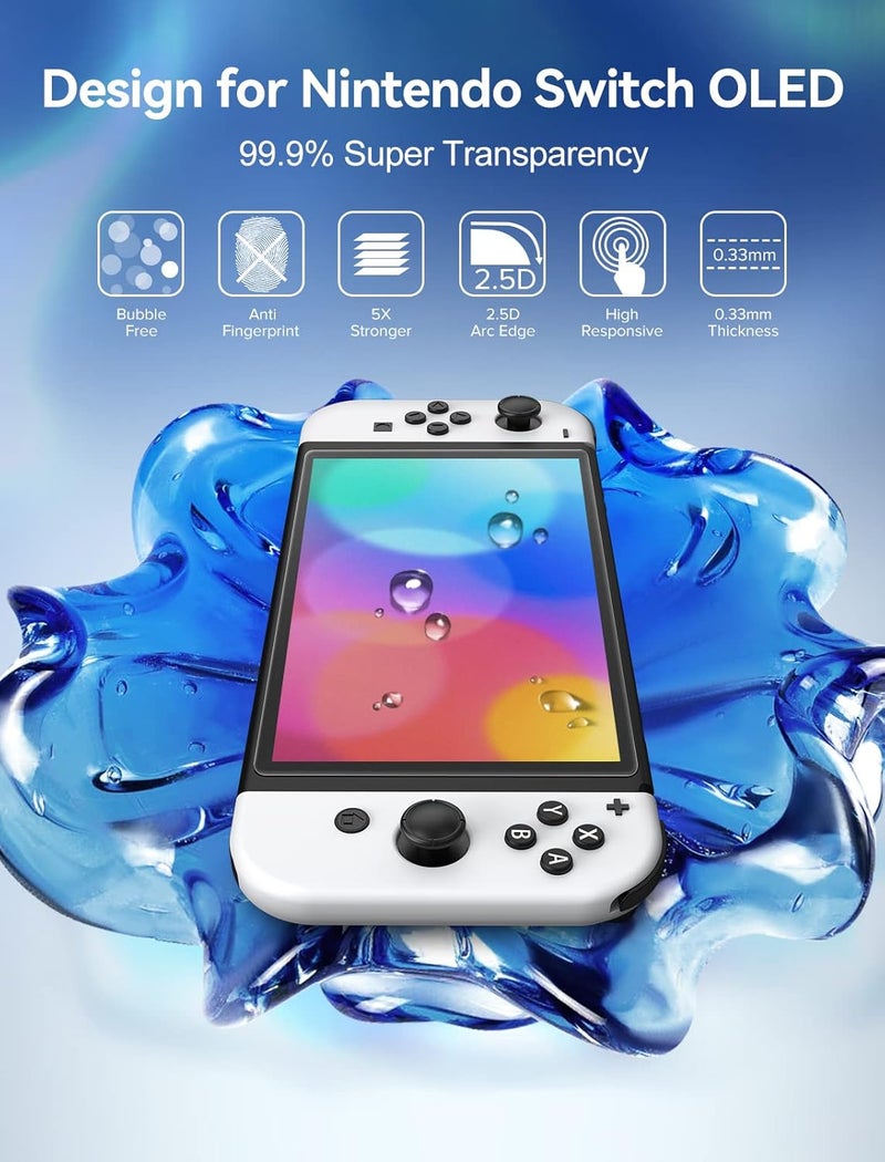 ivoler 2-Pack Screen Protector Matte Tempered Glass for Nintendo Switch OLED Model, Matte Anti Glare Protector with [Alignment Frame] Anti-Scratch Full Coverage Guard for Nintendo Switch Model 7'' - Image 2